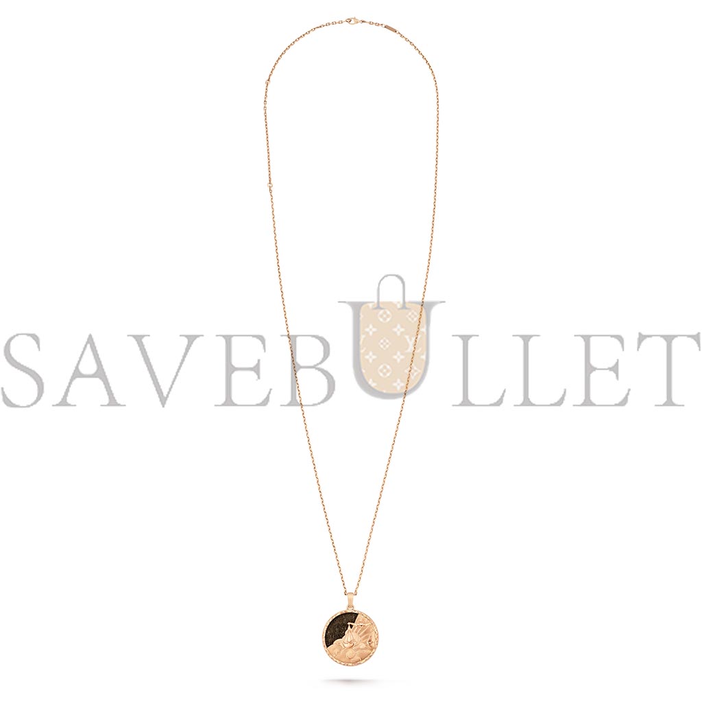 VAN CLEEF ARPELS ZODIAQUE LONG NECKLACE LIBRAE (LIBRA) - ROSE GOLD, OBSIDIAN  VCARP9RE00